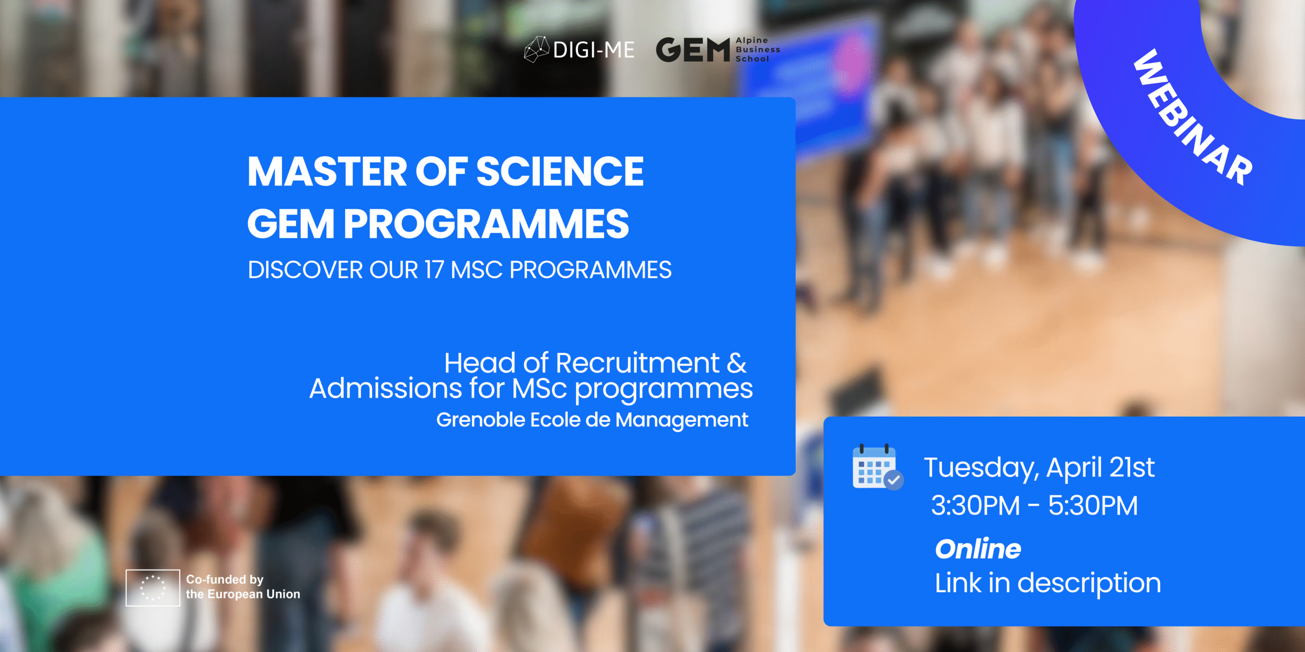 🎓 WEBINAR – Master of Science Programmes at GEM